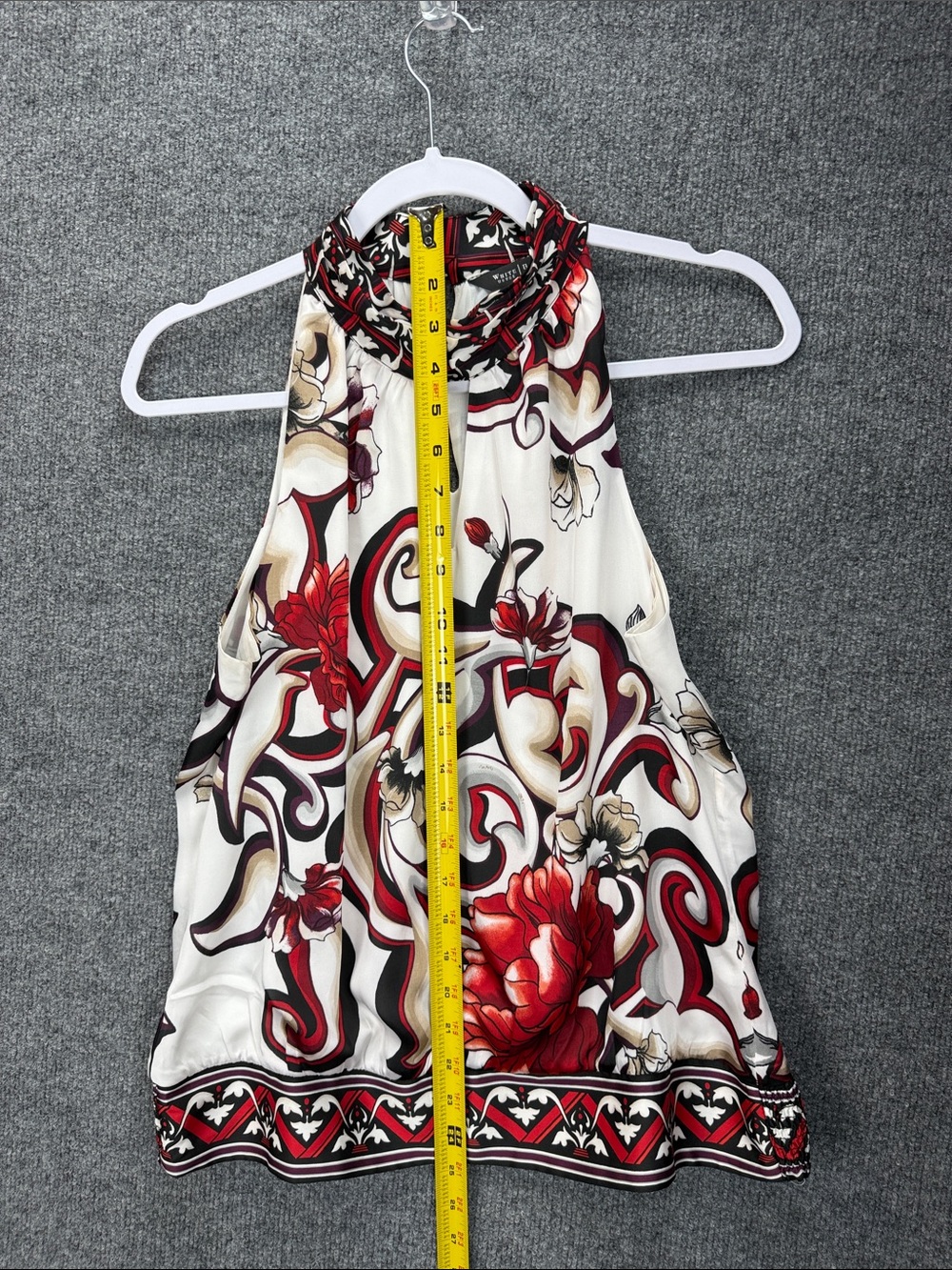 White House Black Market Sleeveless Halter Blouse Red White Black Medium NWOT - Picture 8 of 9